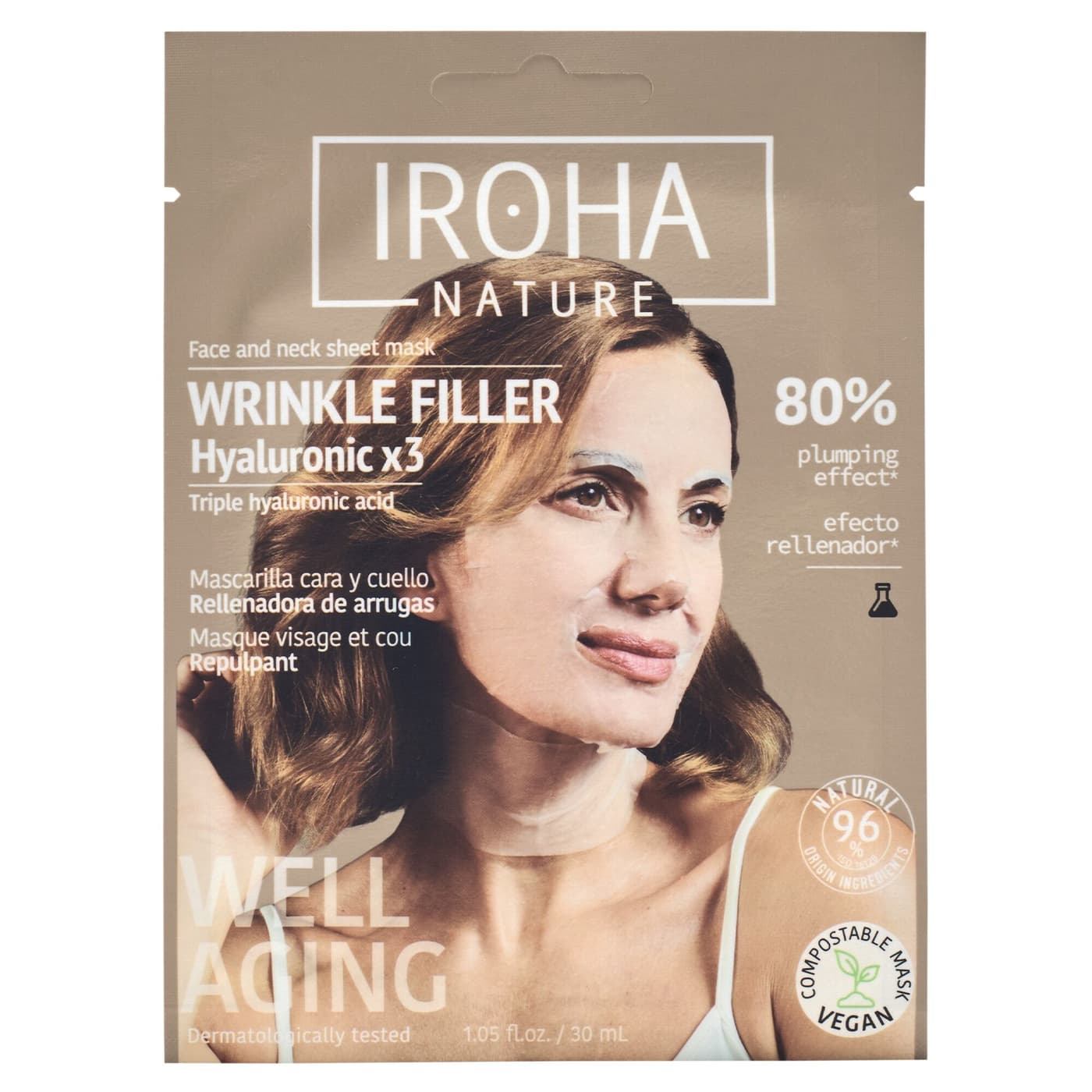 Iroha Nature - Wrinkle Filler & Anti-Age Triple Hyaluronic Acid Face & Neck Mask