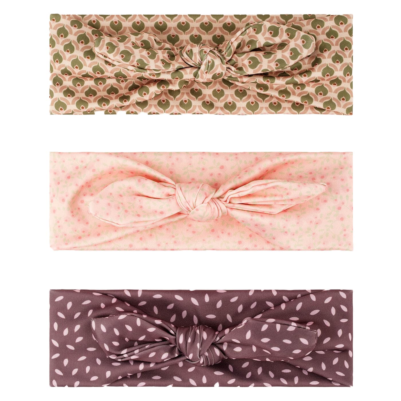 Baby Haarband Trio mit Masche, rosa, beige & taupe