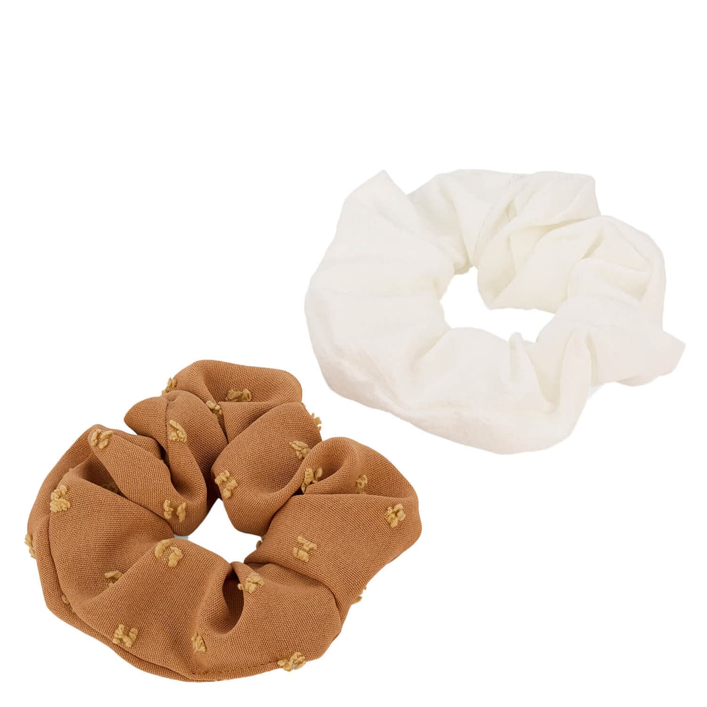 Twisted Elastic Scrunchie, weiss & camel