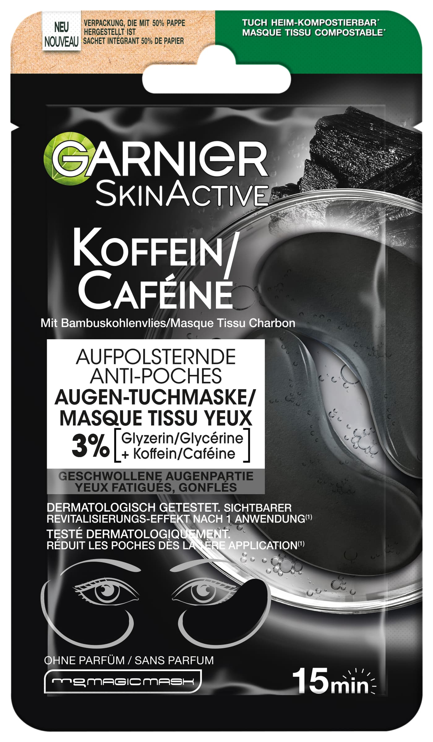 Skinactive Face - Skinactive Koffein Aufpolsternde Augen-tuchmaske