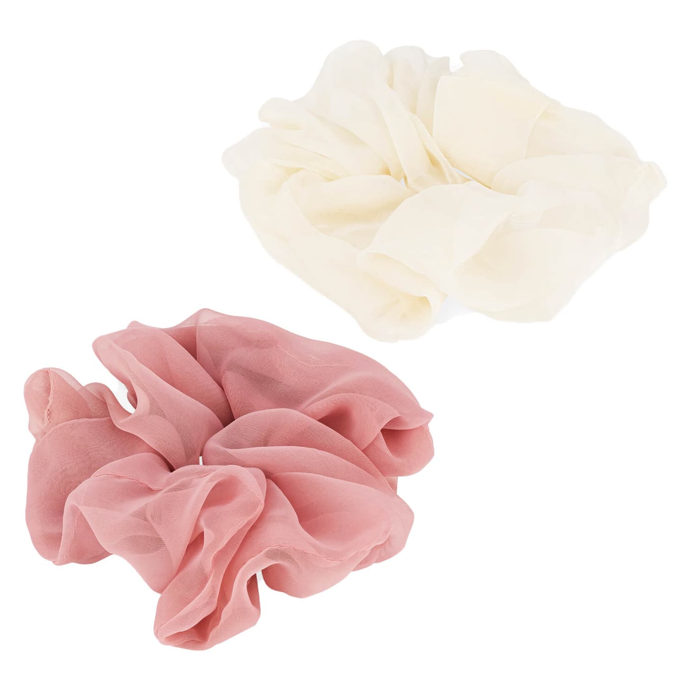 Transparentes Scrunchie, rosa & weiss