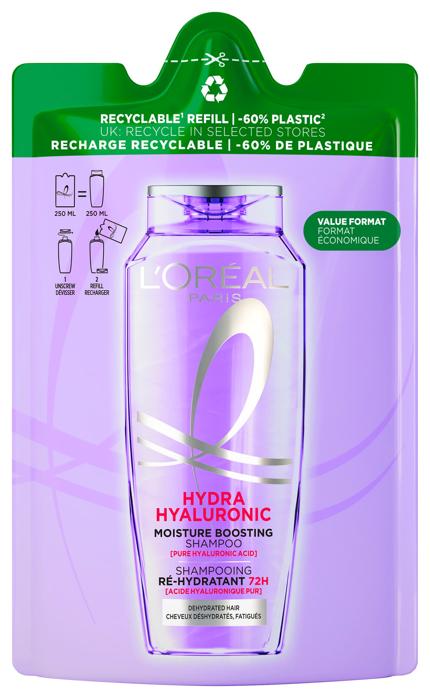 LOréal Elseve Haircare - Hydra [hyaluronic] 72h Feuchtigkeits-auffüllendes Shampoo Nachfüllpack