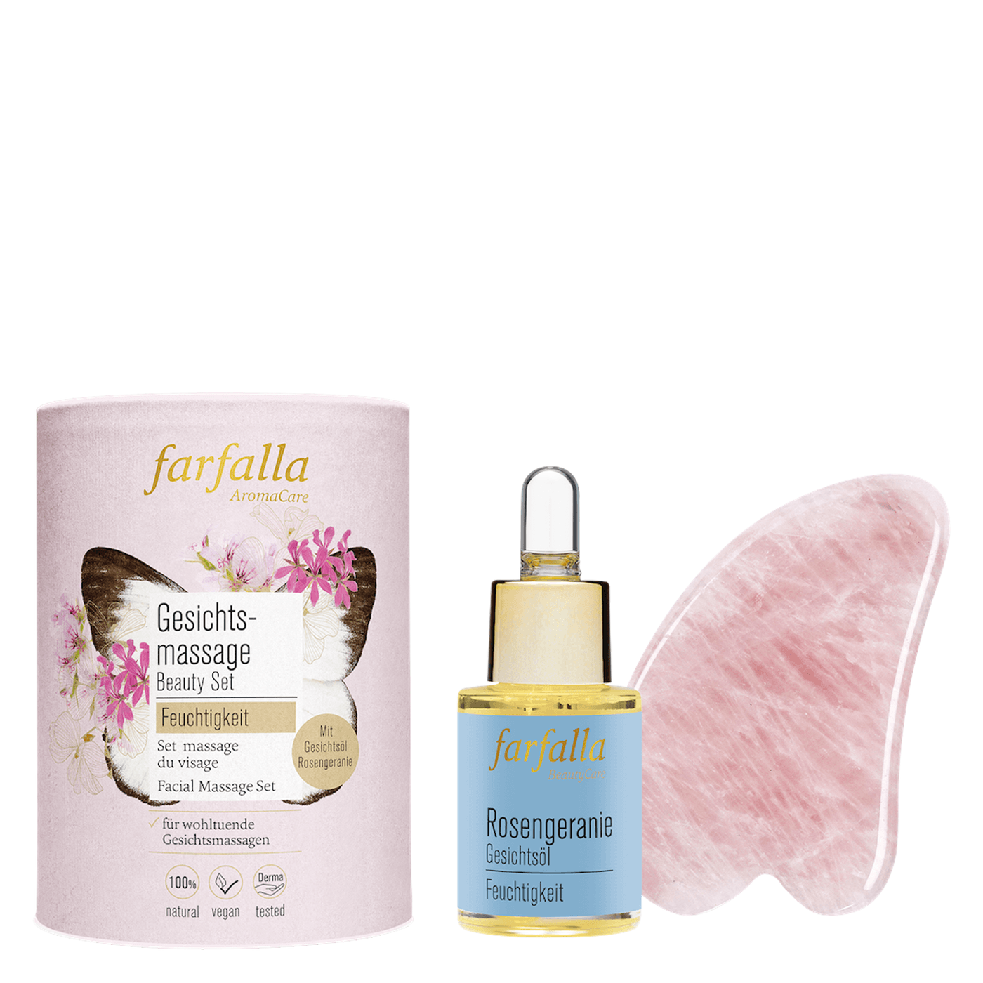 Farfalla Sets - Rosengeranie Gesichtsmassage Beauty Set