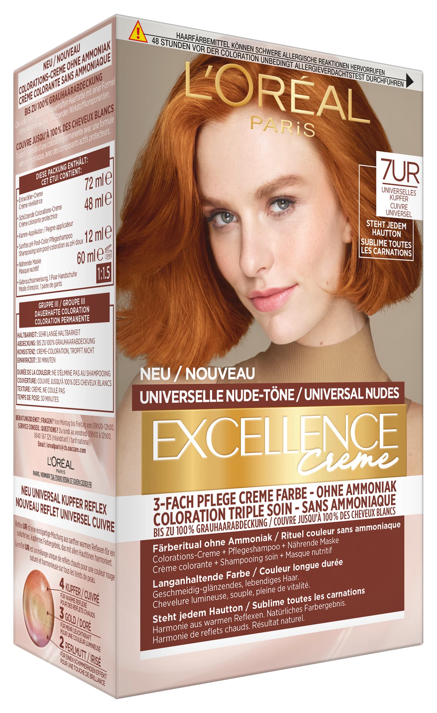 L'Oréal Excellence Color - Excellence Universale Nude-Töne 7UC Universelles Kupfer