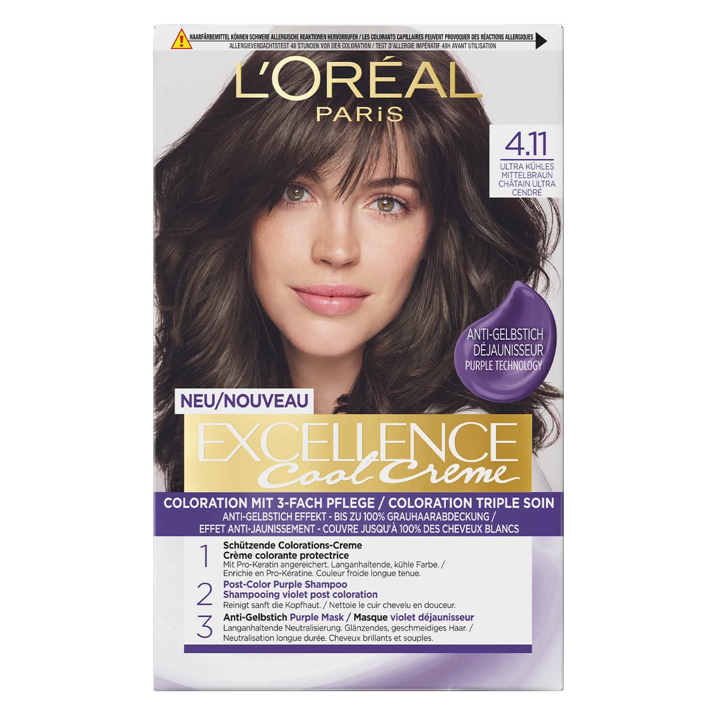 LOréal Excellence Color - Cool Crème 4.11 Ultra Kühles Mittelbraun