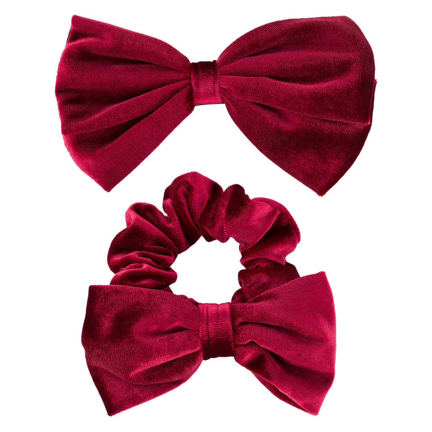 TRISA Hair - Velvet Scrunchie & Bow Hair Clip Burgundy