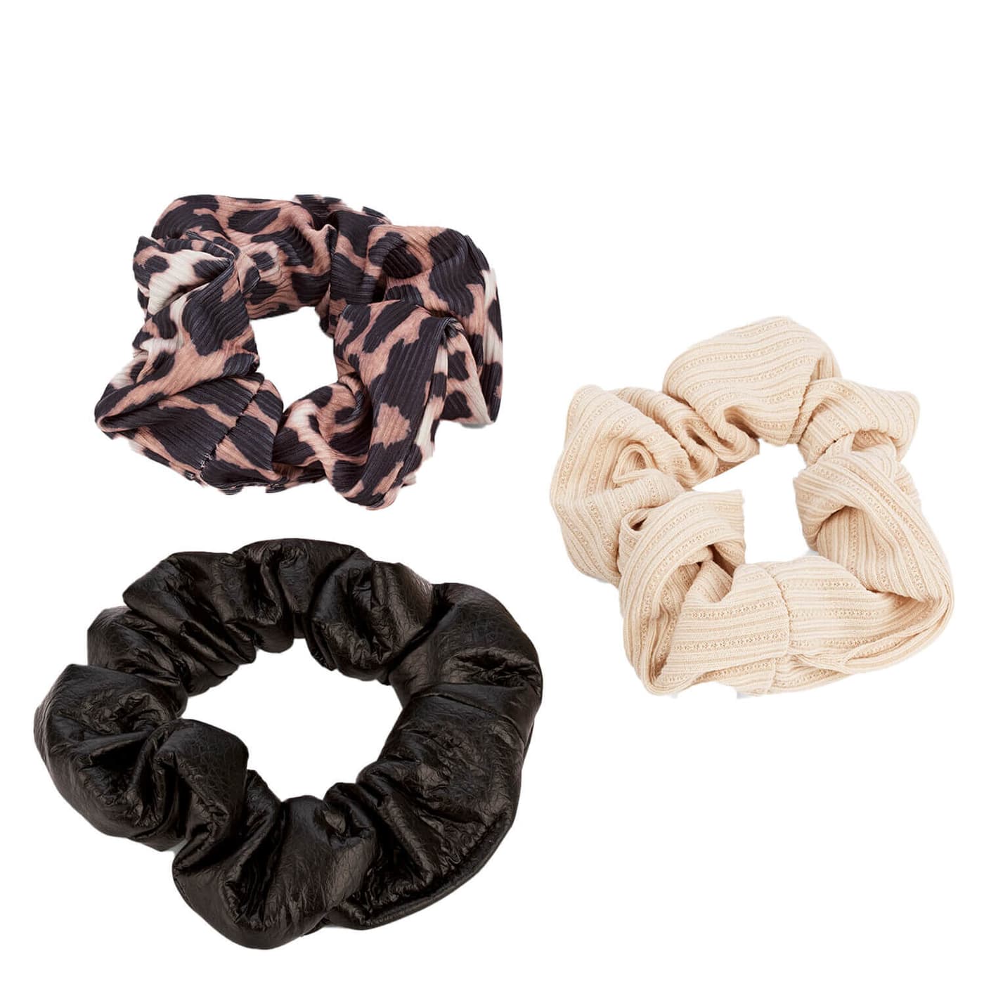 Scrunchie mit Animalprint, schwarz, beige & braun