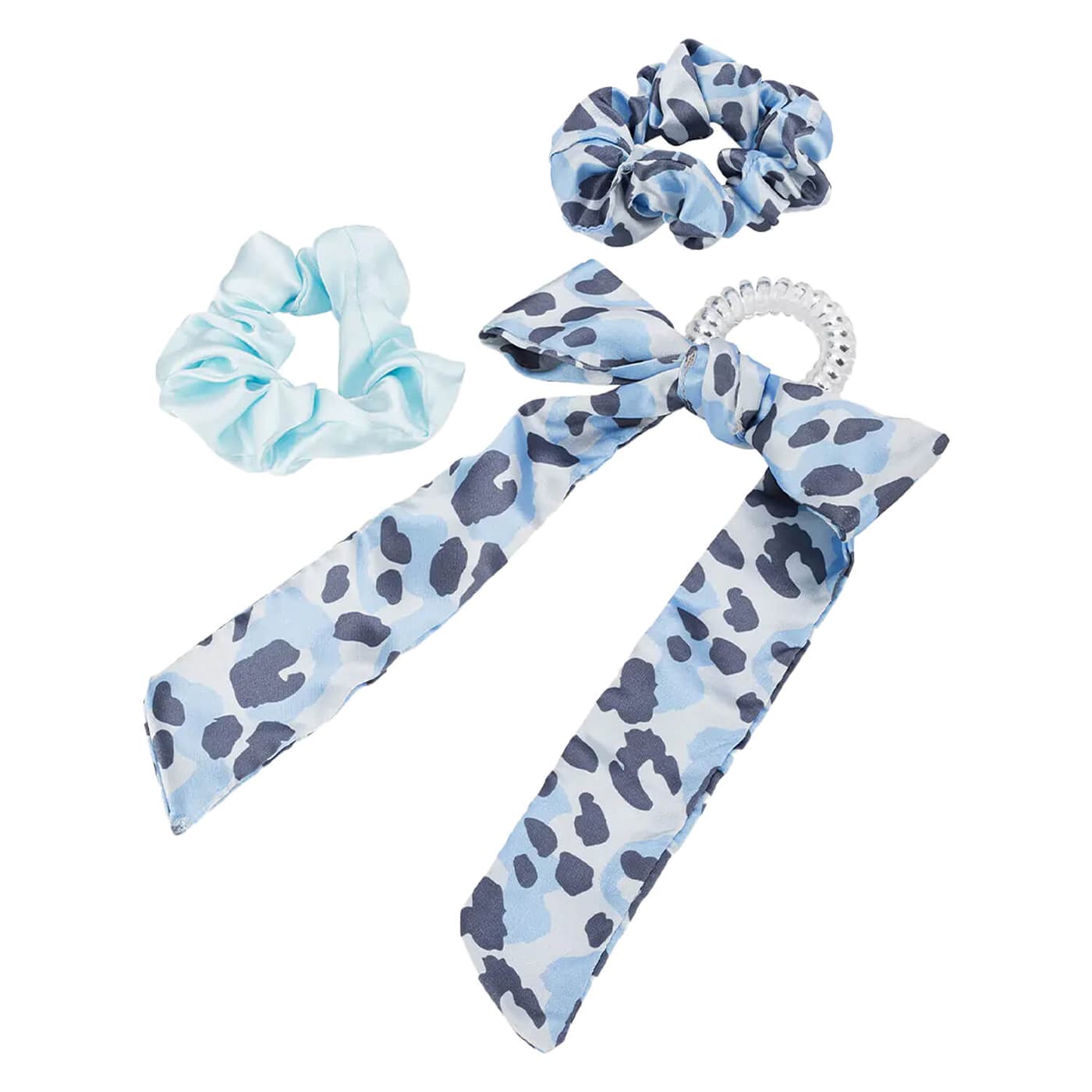 Twisted Elastic mit Schleife & Duo Scrunchies, blau