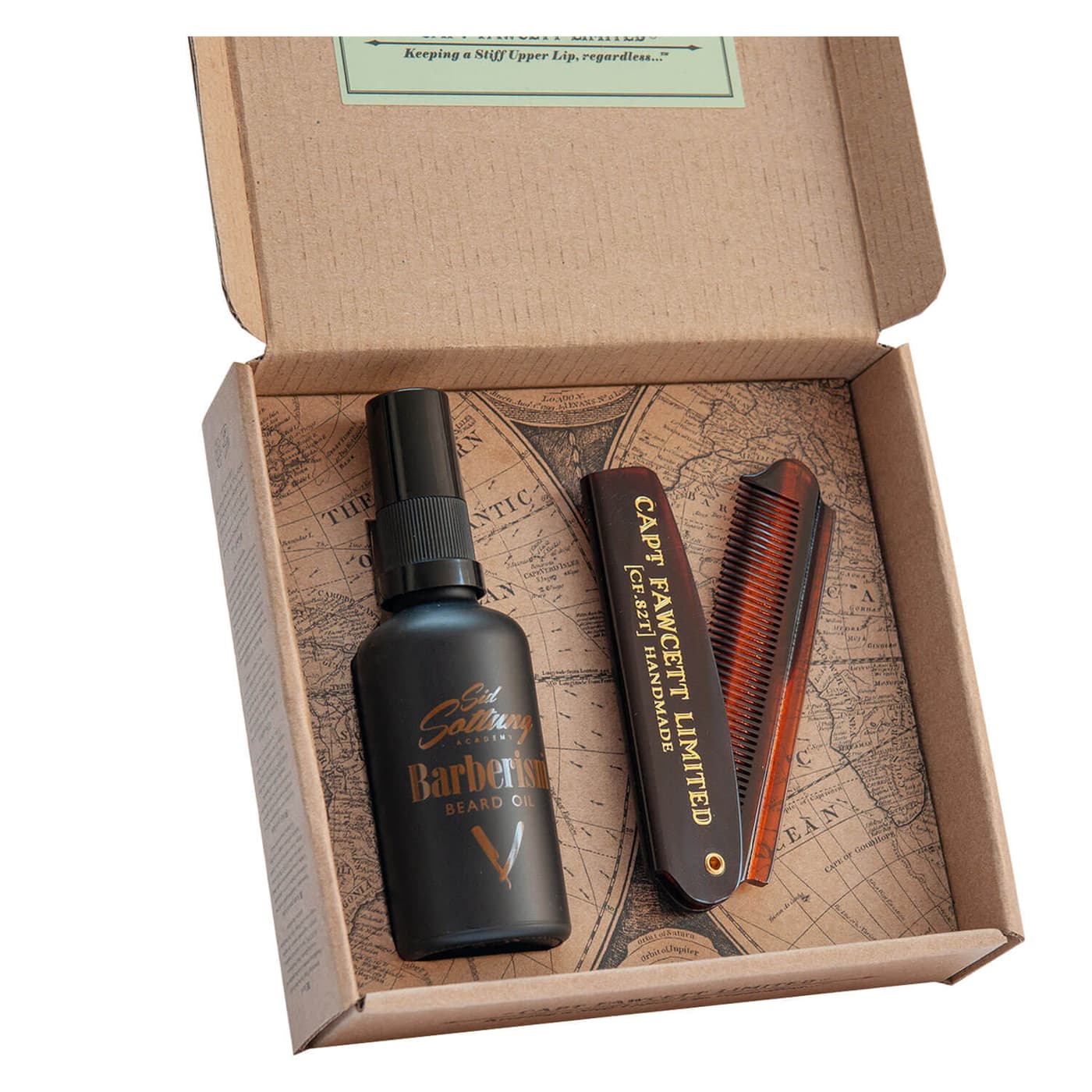 Capt. Fawcett Care - Sid Sottung's Barberism Beard Oil & Beard Comb Set