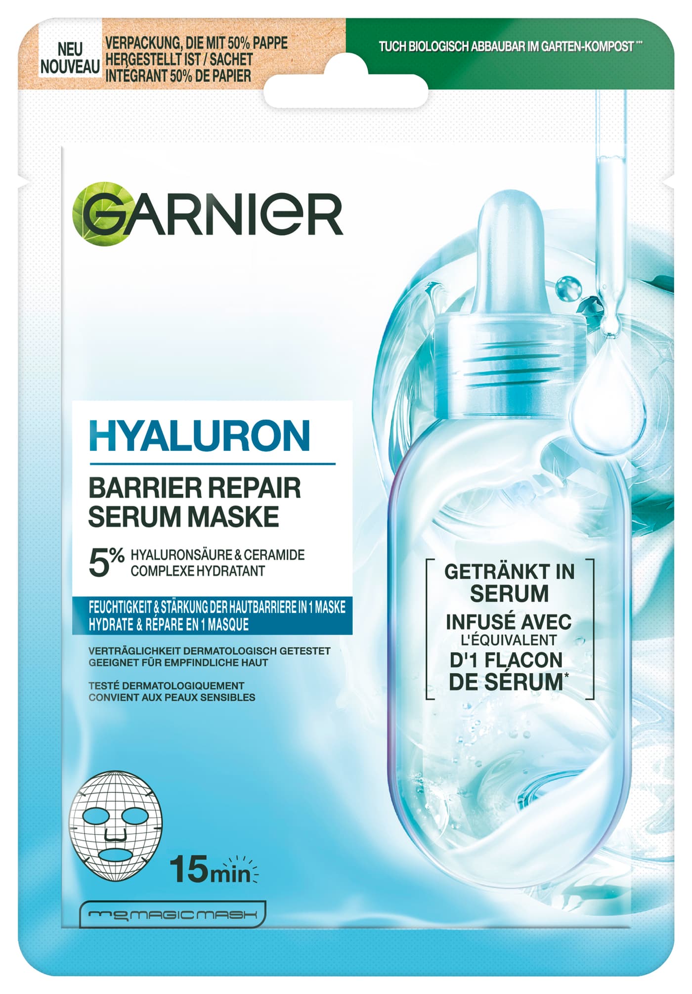 Garnier Skinactive Face - Hyaluron Barrier Repair Serum Maske