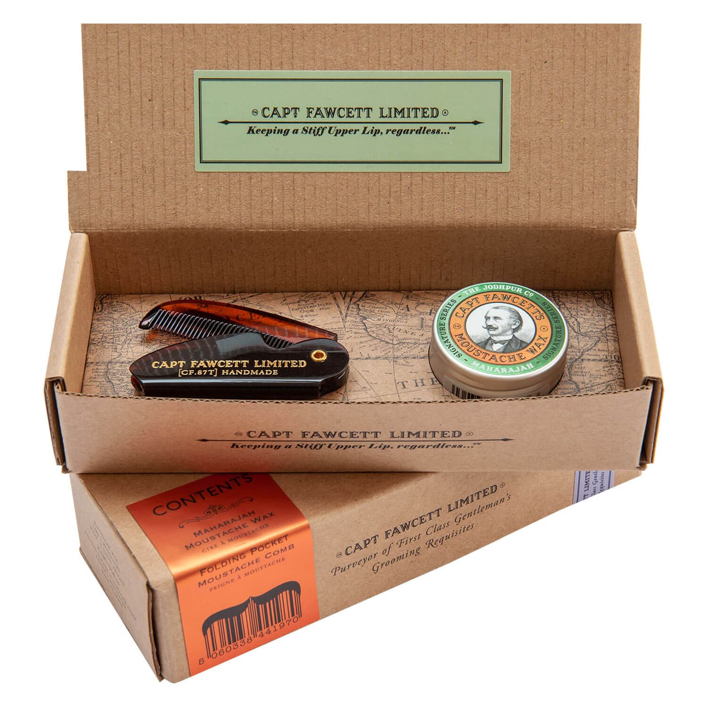 Capt. Fawcett Care - Maharajah Moustache Wax & Moustache Comb Set