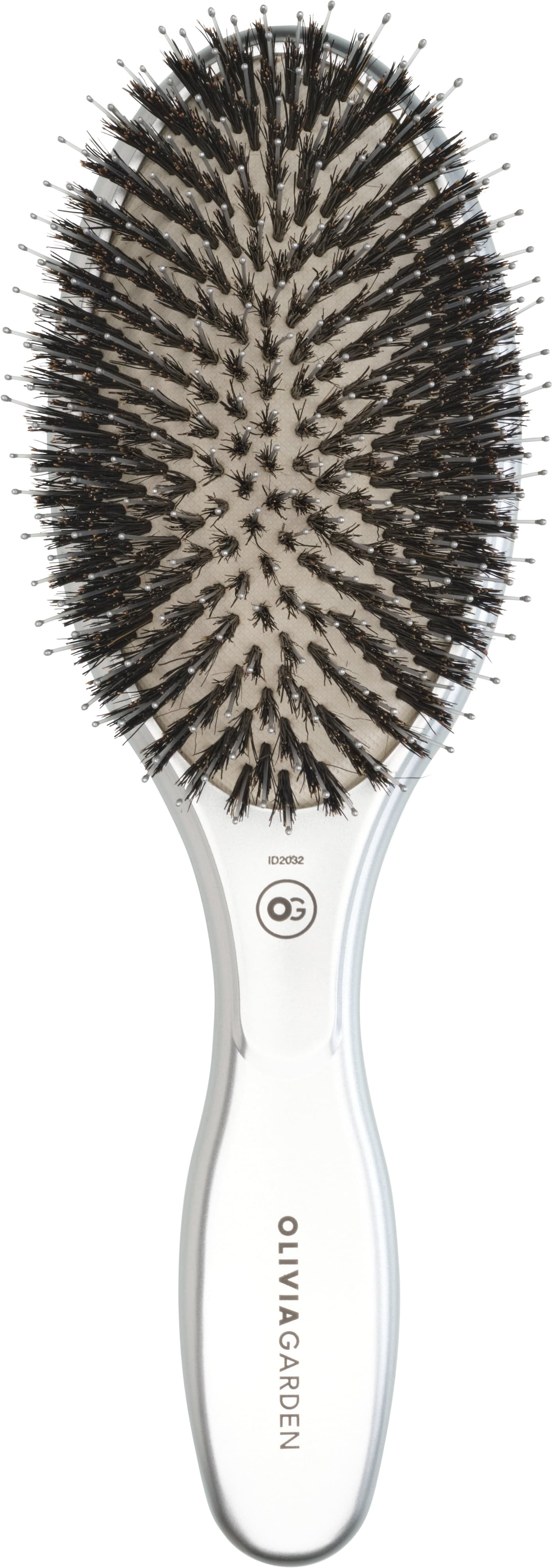 Olivia Garden - Expert Care Oval Boar&nylon Bristles Silver
