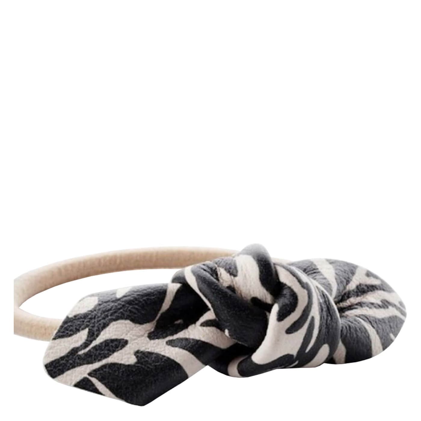 Corinne World - Leather Bow Small Hair Tie Zebra