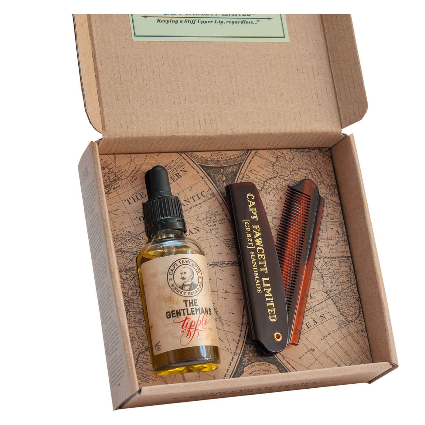 Capt. Fawcett Care - Whisky Beard Oil & Beard Comb Set