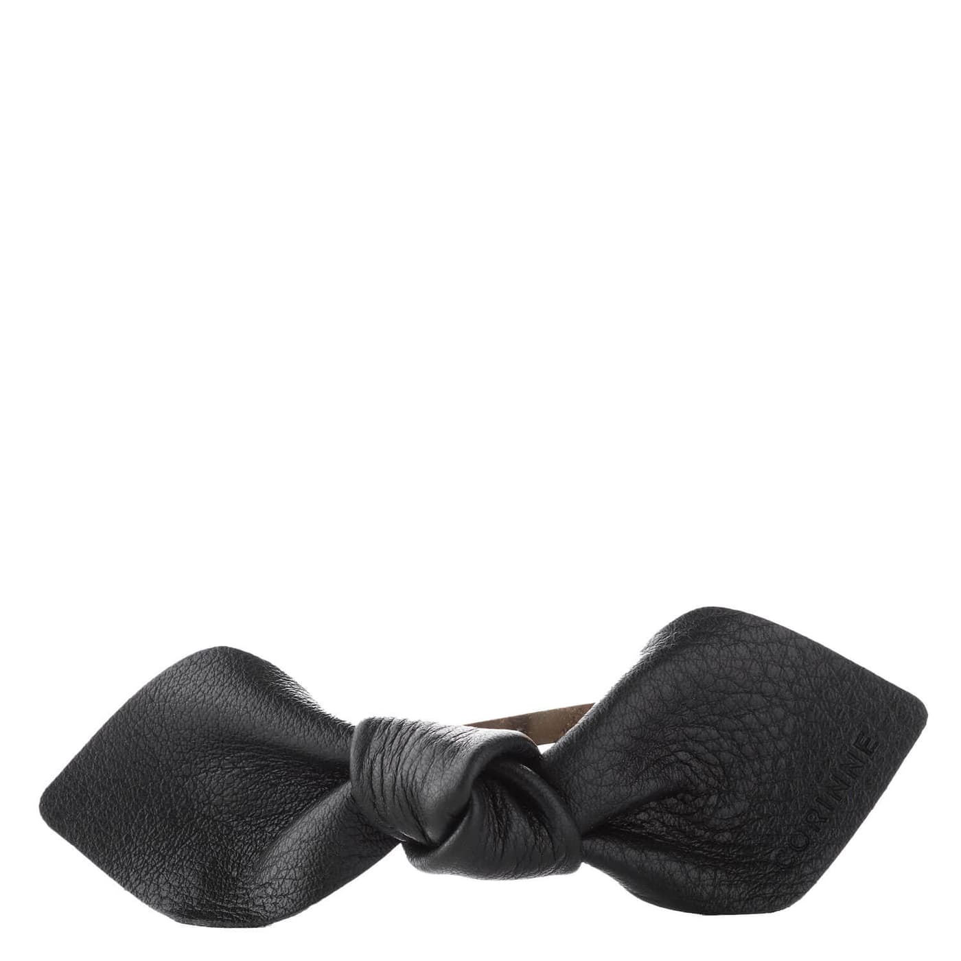 Corinne World - Leather Bow Big On Hair Clip Black