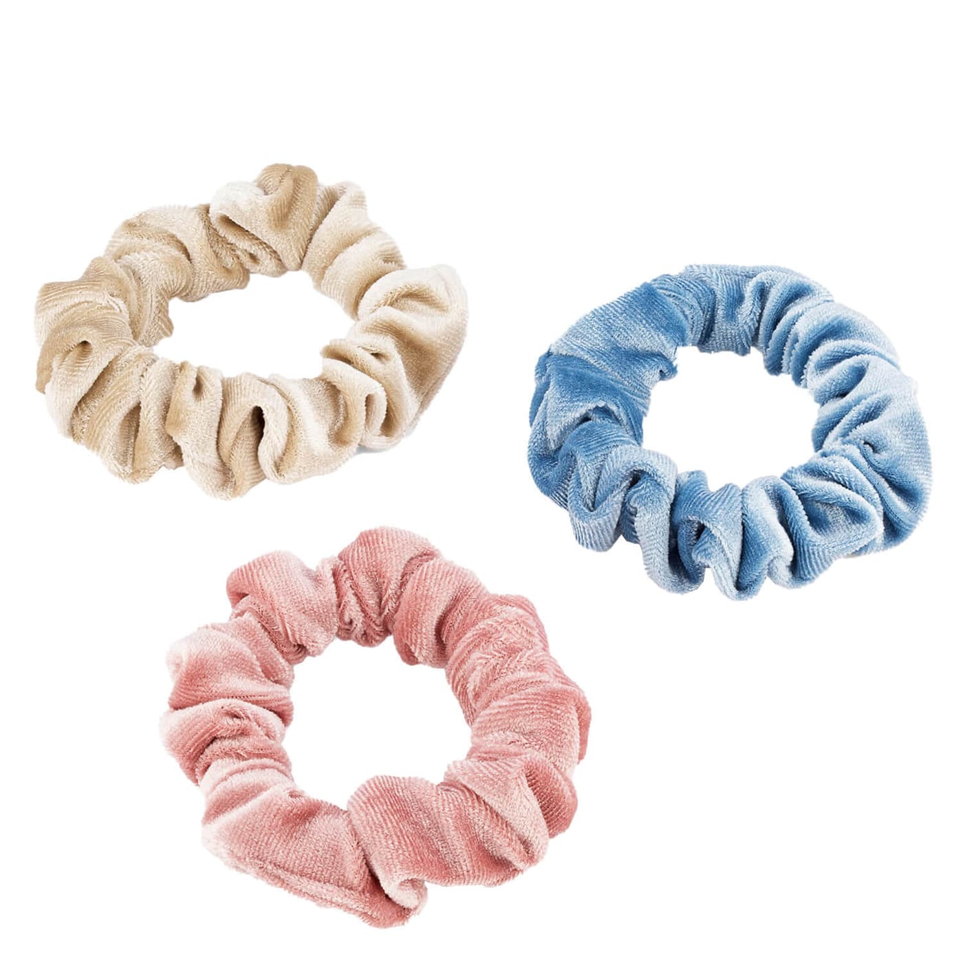 Samt Scrunchie, hellblau, beige & rosa