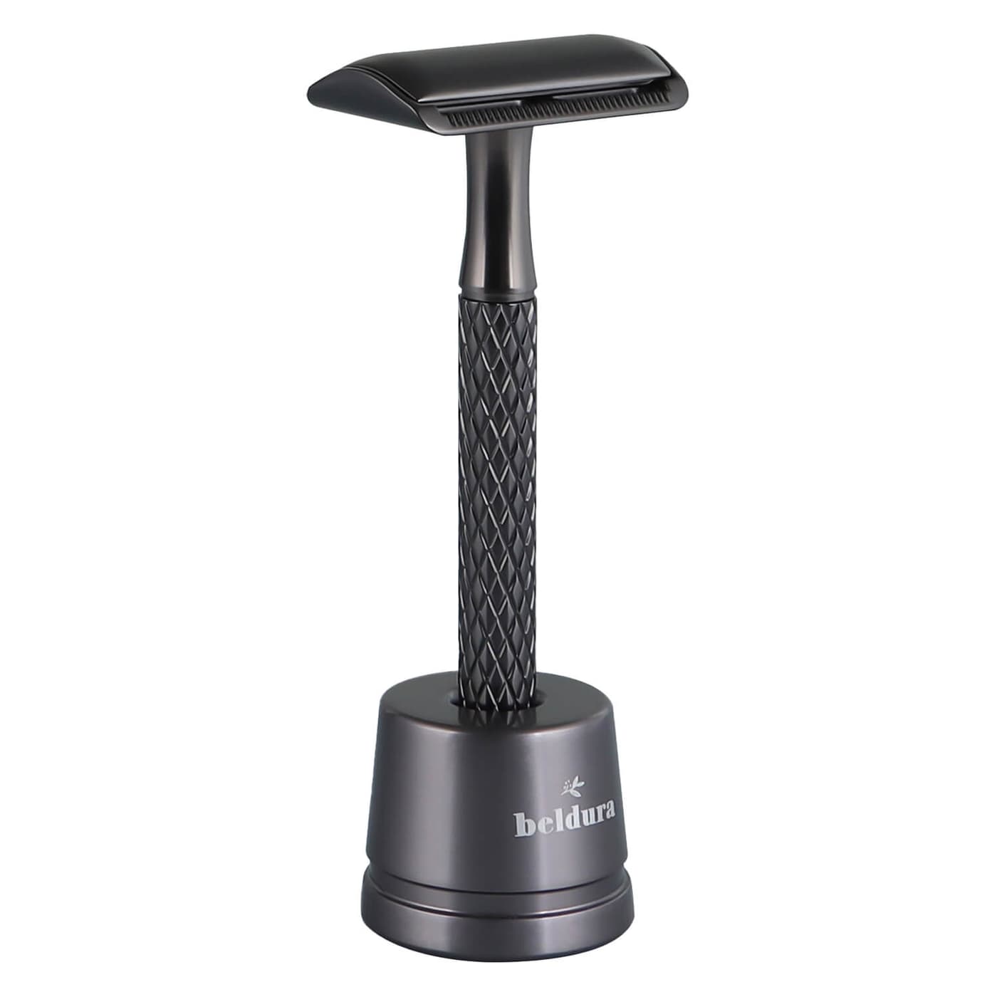 Beldura - Rasierhobel mit Ständer Matte Schwarz