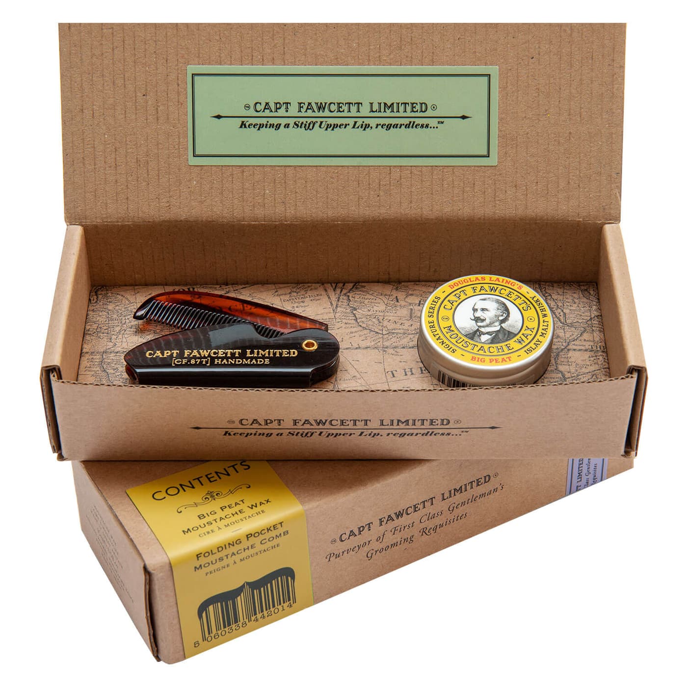 Capt. Fawcett Care - Big Peat Moustache Wax & Moustache Comb Set