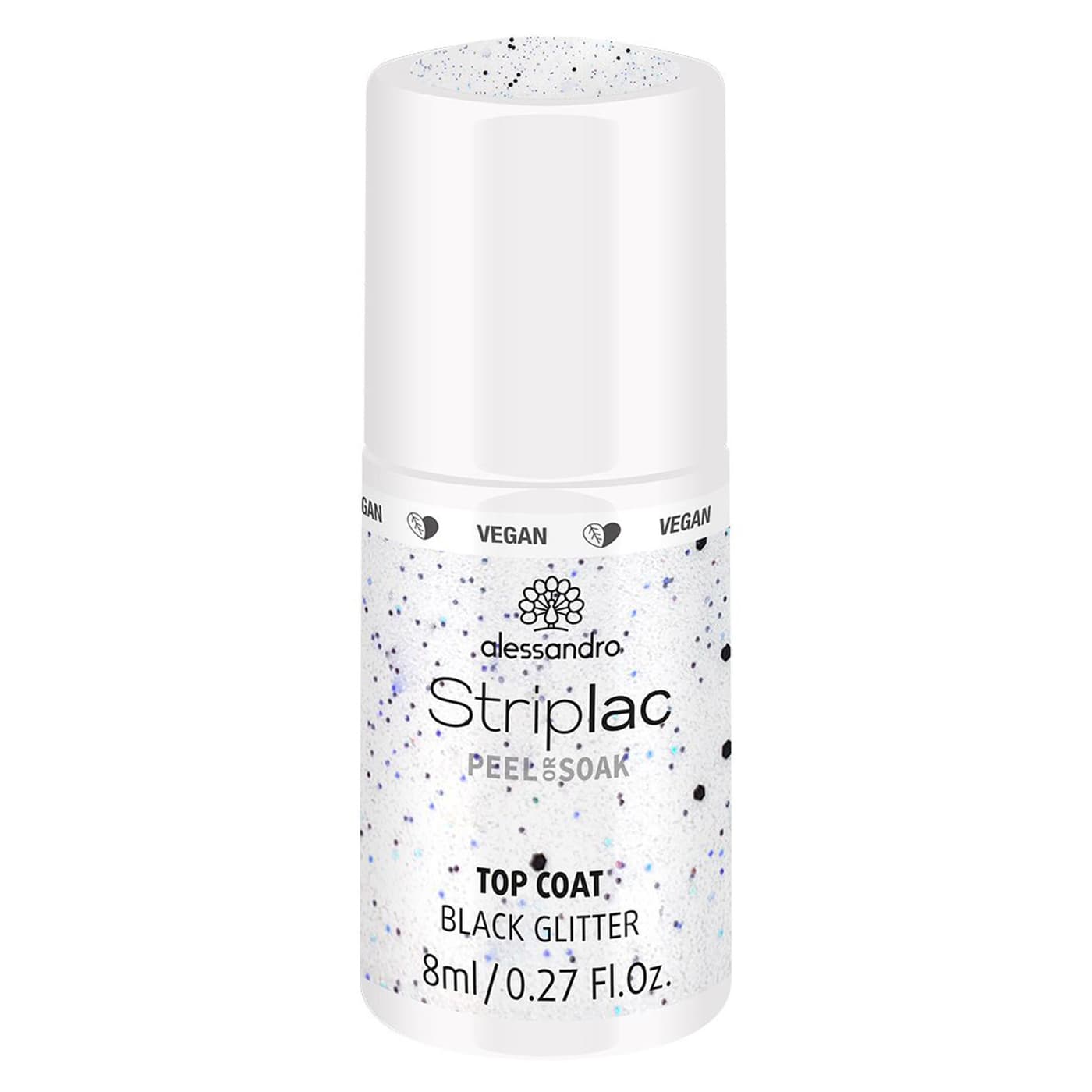 Striplac Peel or Soak - Top Coat Black Glitter