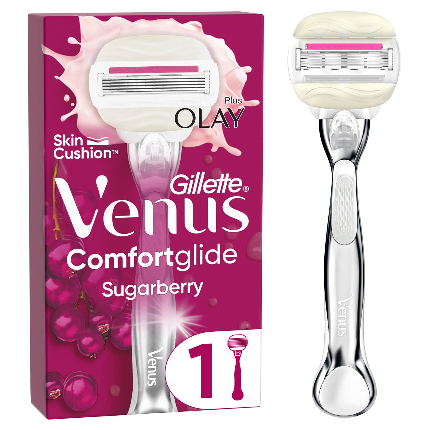Gillette - Comfortglide Sugarberry Platinum Rasierapparat mit 1 Klinge