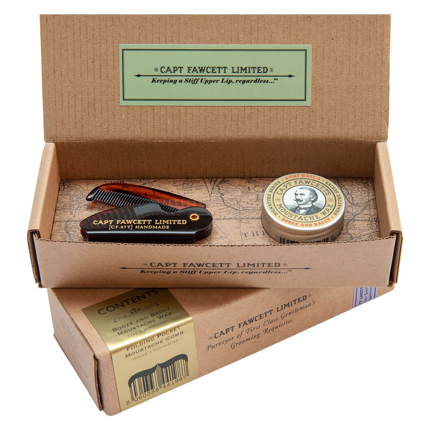 Capt. Fawcett Care - Ricki Hall's Moustache Wax & Moustache Comb Set